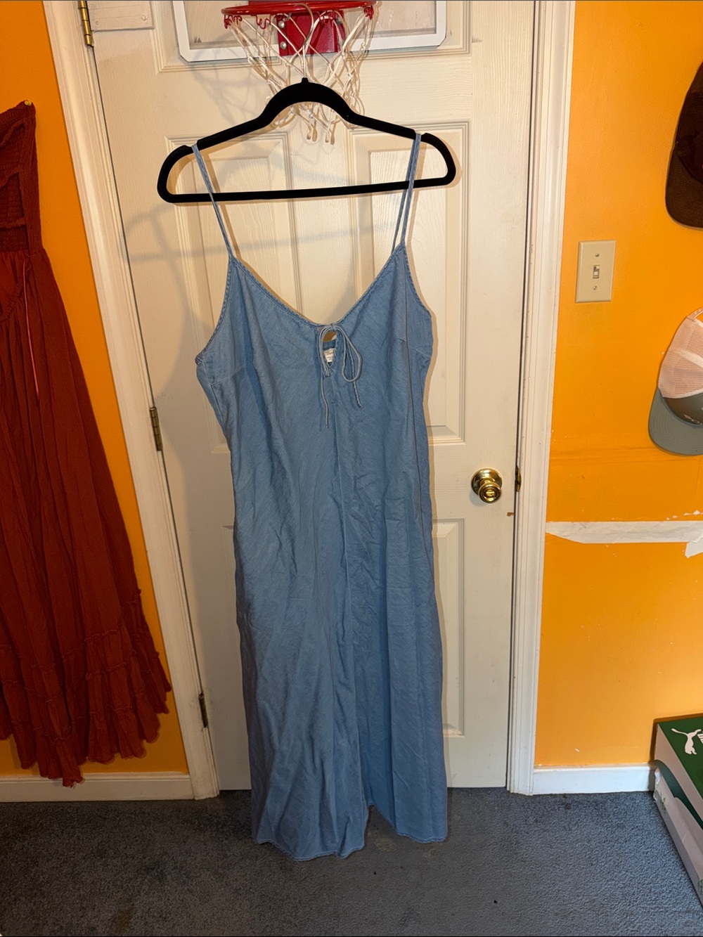 Universal Thread Light Blue Spaghetti Strap Maxi Dress with Front Tie
